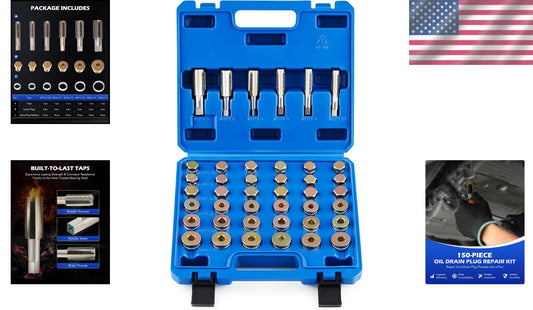 Durable Oil Pan Thread Repair Kit - 150pcs with Zinc-Coated Drain Plugs