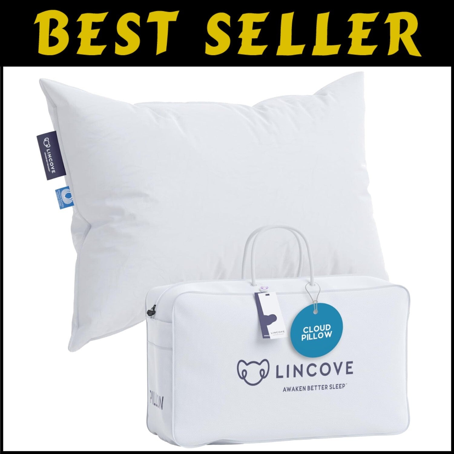 Premium 625 Fill Power Canadian Down Pillow with 500 Thread Count Cotton Cover