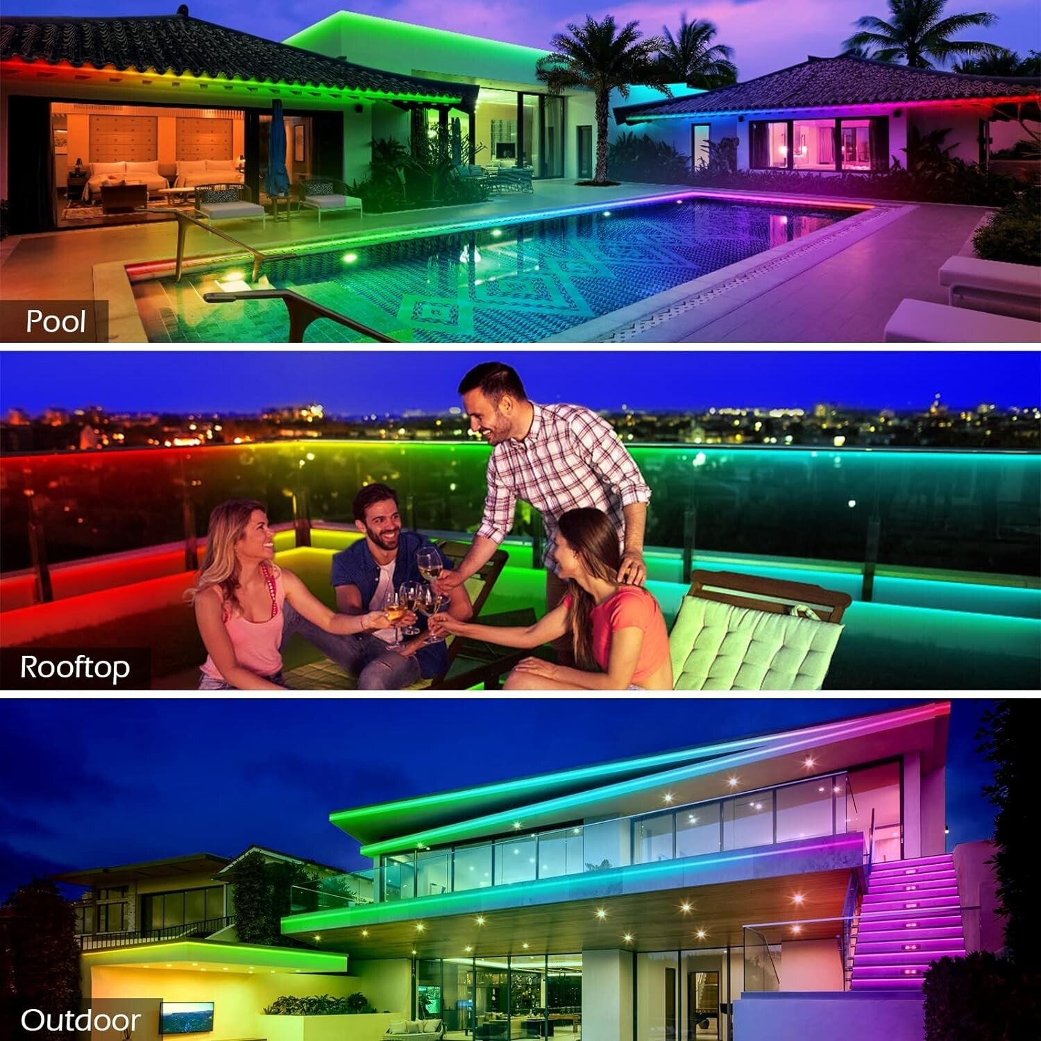 IP68 Waterproof 300ft LED Strip Lights - Perfect for Garden & Pool Lighting