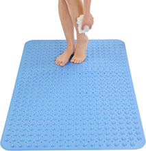 Load image into Gallery viewer, Comfortable Extra Large Shower Mat 47x32 with Drain Holes - Aqua Blue Safety Mat