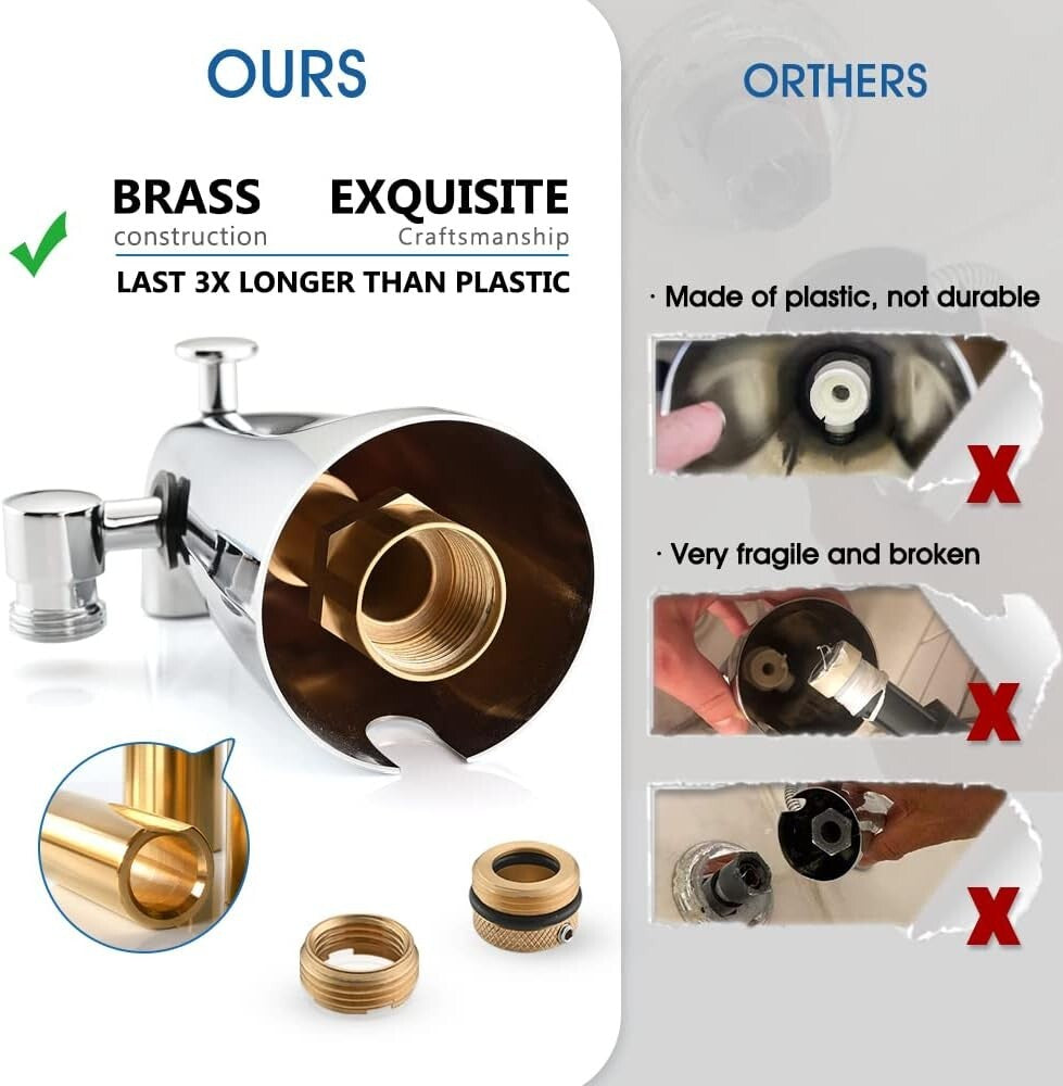 Durable All-Metal Tub Spout with 6 Settings Shower – Hassle-Free Installation