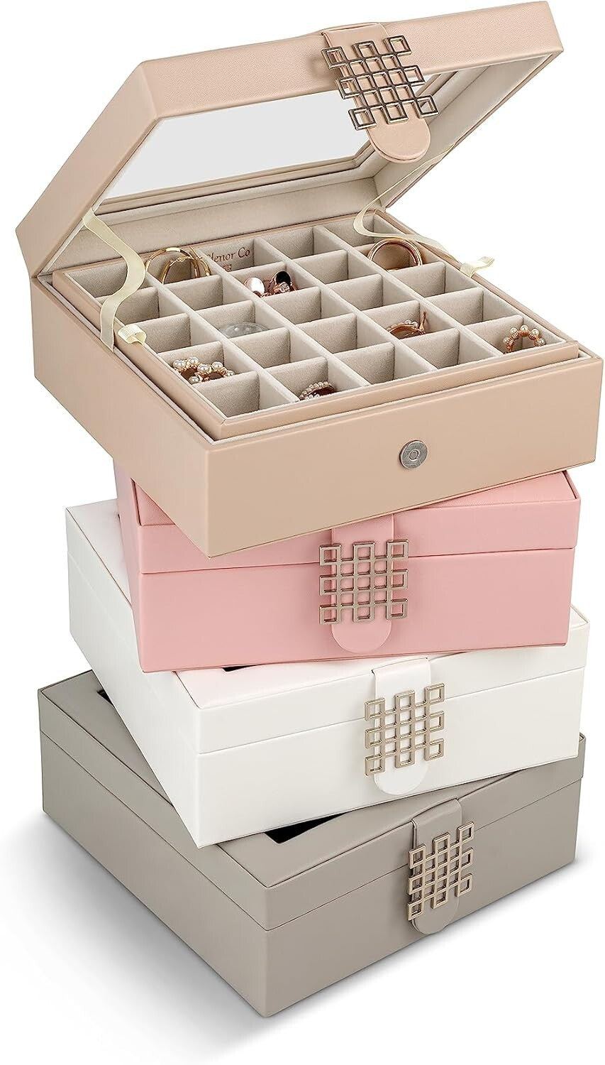 Elegant Earring Holder - 2 Layer Jewelry Box with 50 Compartments & Gift Box