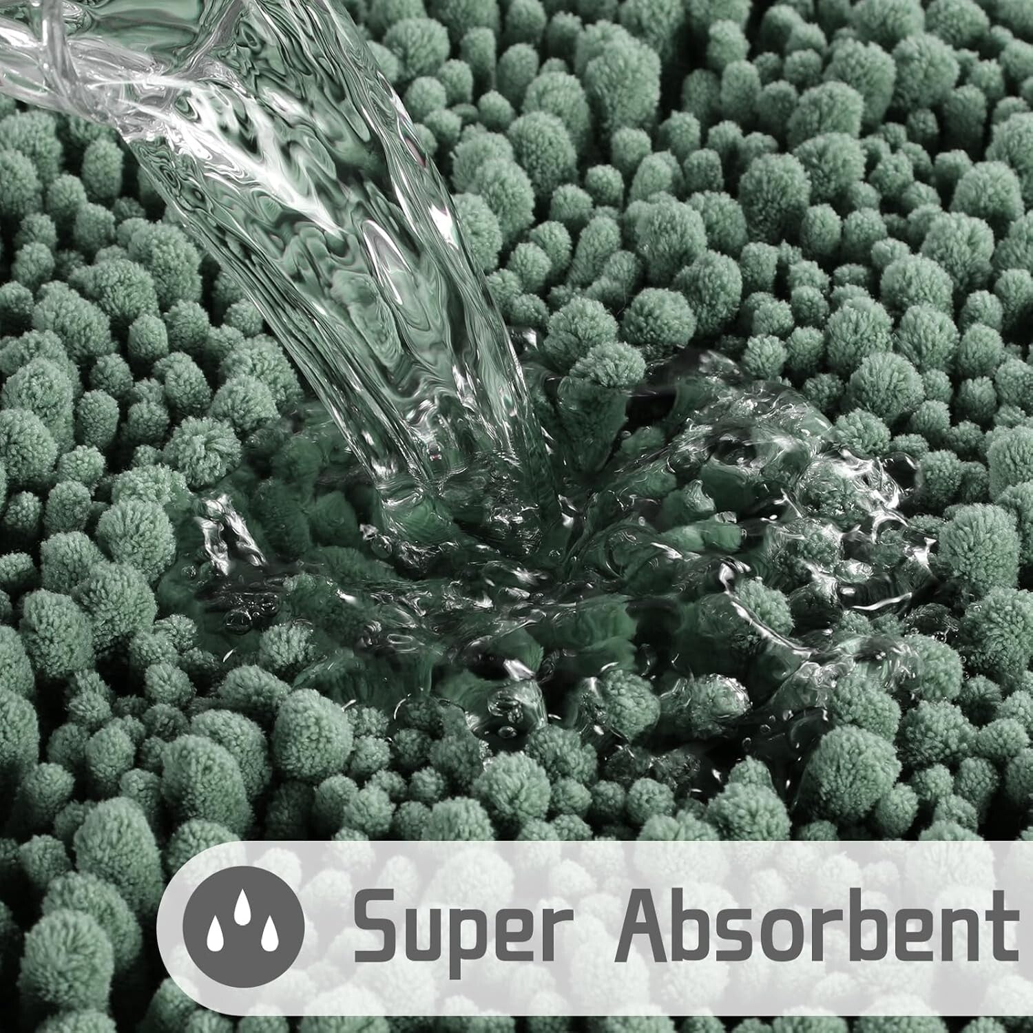 Luxury Non-Slip Microfiber Chenille Bathroom Rug 55.1" x 24", Machine Washable