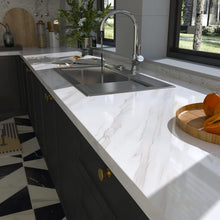 Load image into Gallery viewer, Self-Adhesive White Marble Contact Paper for Countertops &amp; Cabinets - 35"x197"