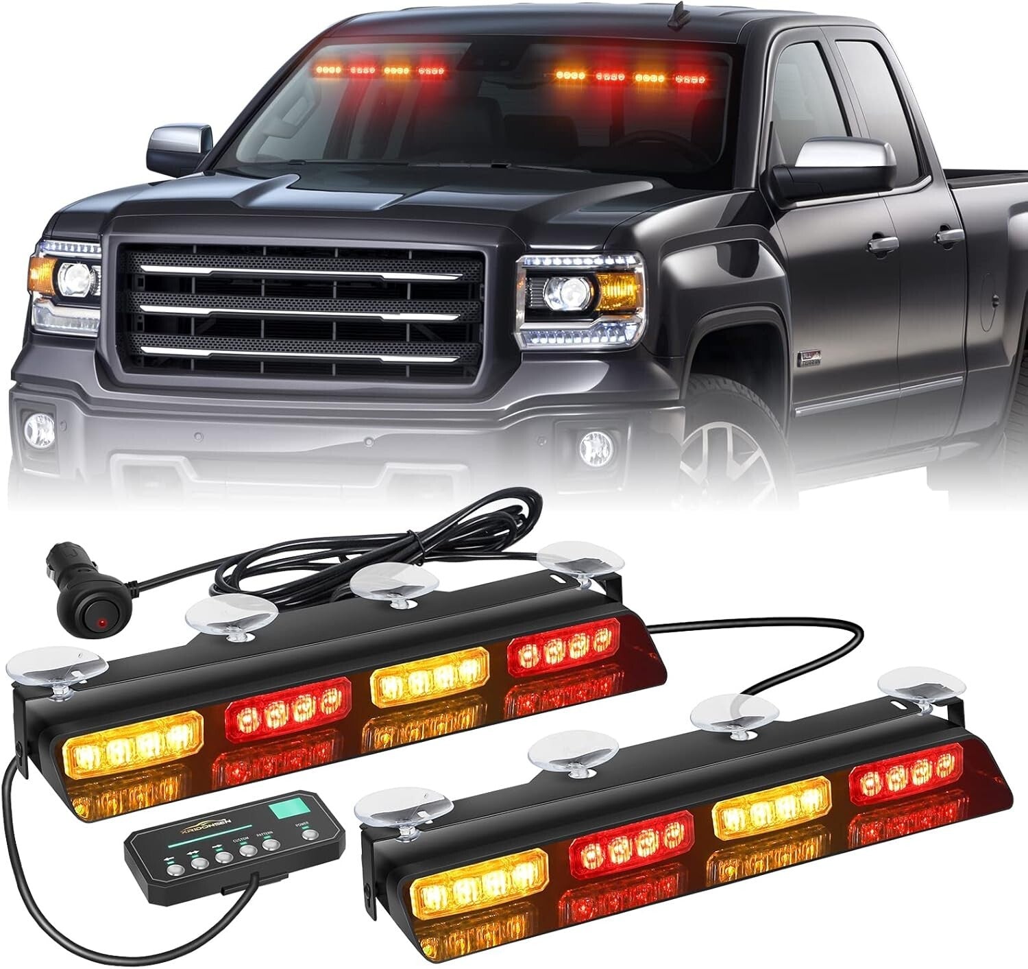 Easy Install 14" Amber/Red Strobe Lights for Construction and Emergency Response