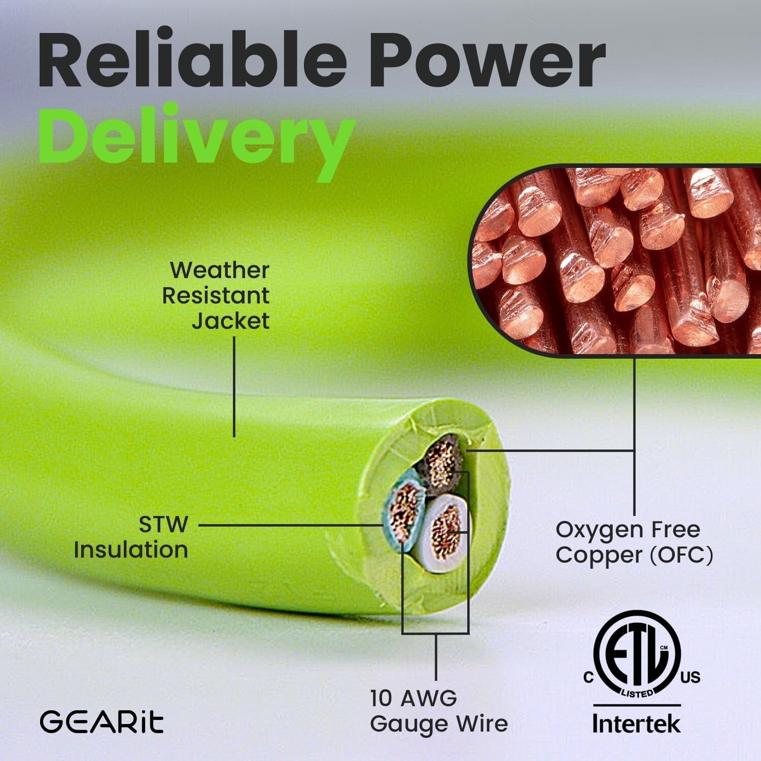 Premium 30 Amp RV Extension Cord 100ft - Bright Green TT-30 Plug for Safety