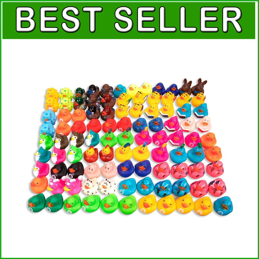 Assorted Rubber Ducks Bulk Pack of 100 - Perfect for Kids' Parties & Bath Time