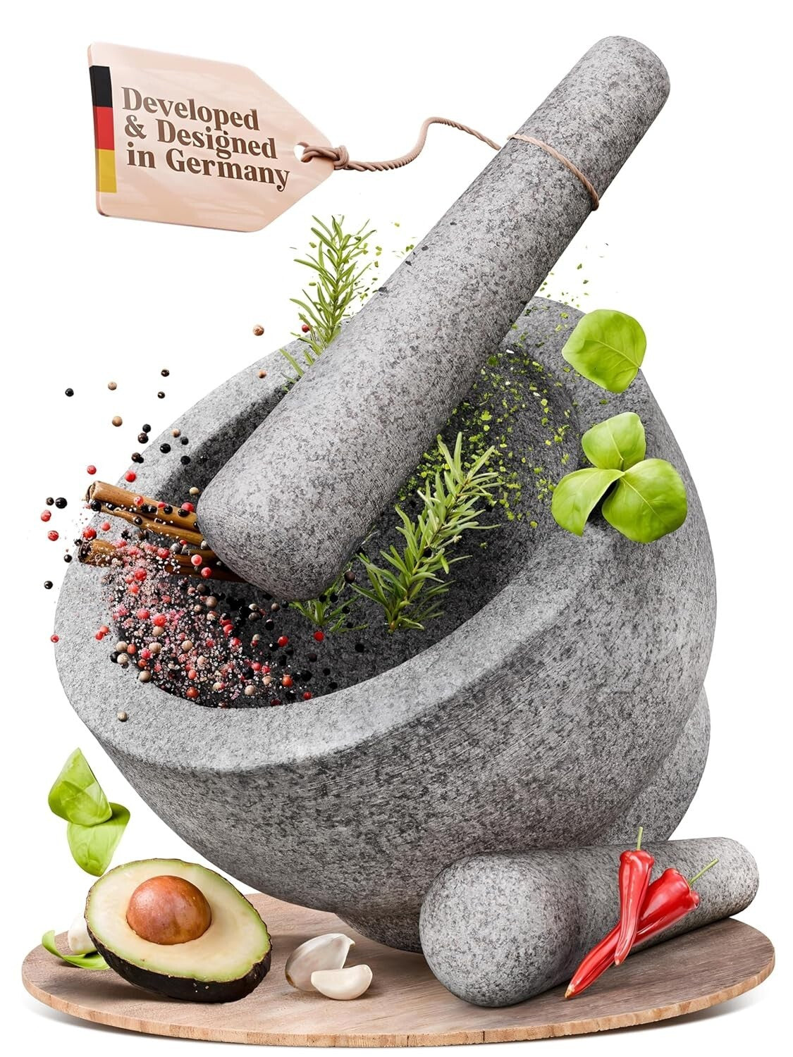 Extra Large 8 Inch Mortar and Pestle Set - Perfect for Grinding Spices and Herbs