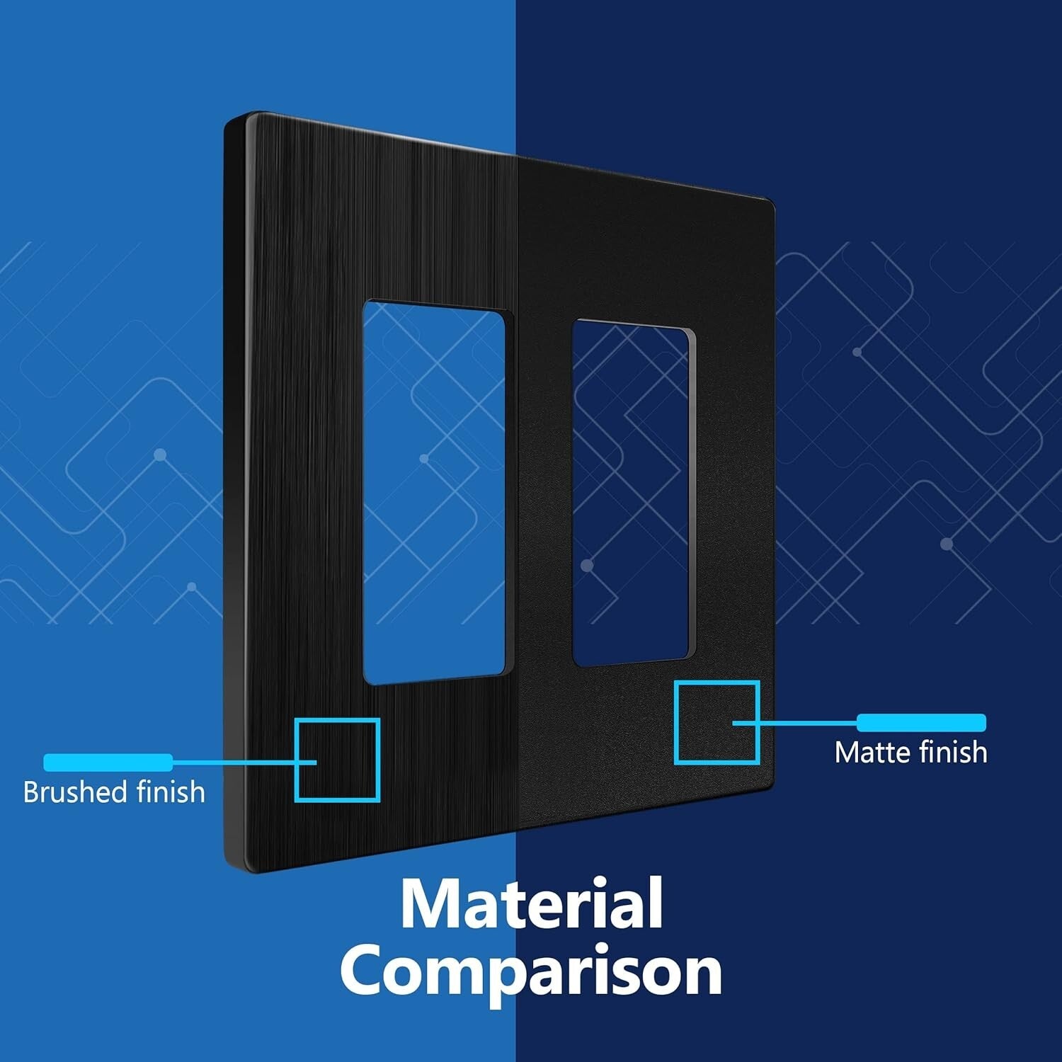 Brushed Black Screwless Double Decorator Wall Plate - 10 Pack, Modern Elegance