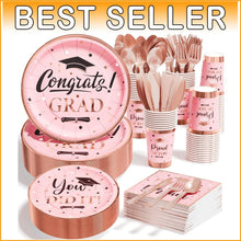 Load image into Gallery viewer, Graduation Party Decor Set - 350 PCS Disposable Tableware for Class of 2025