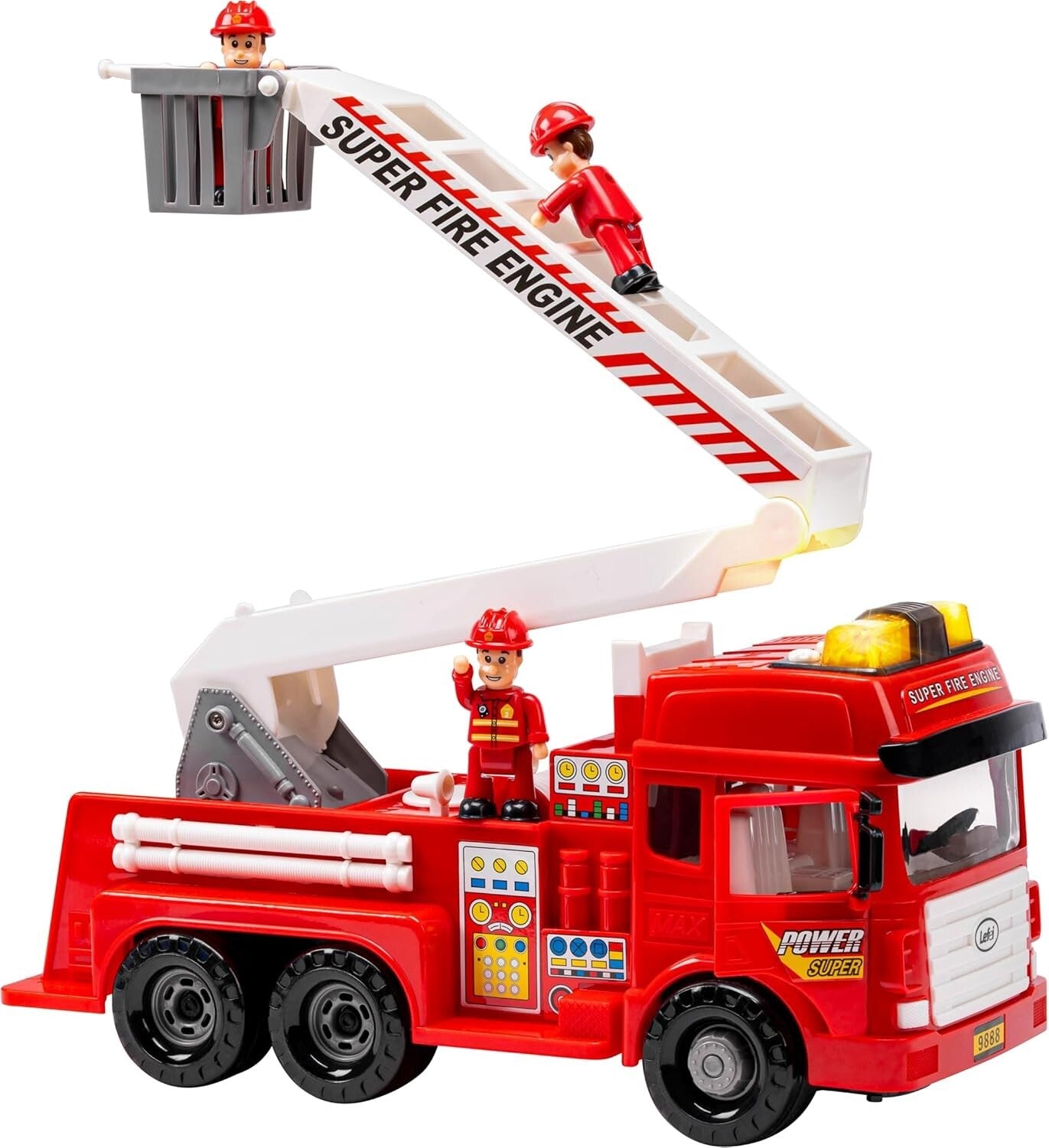 Durable Fire Truck with Lights, Sounds & Bonus Card Game - Perfect Gift for Kids