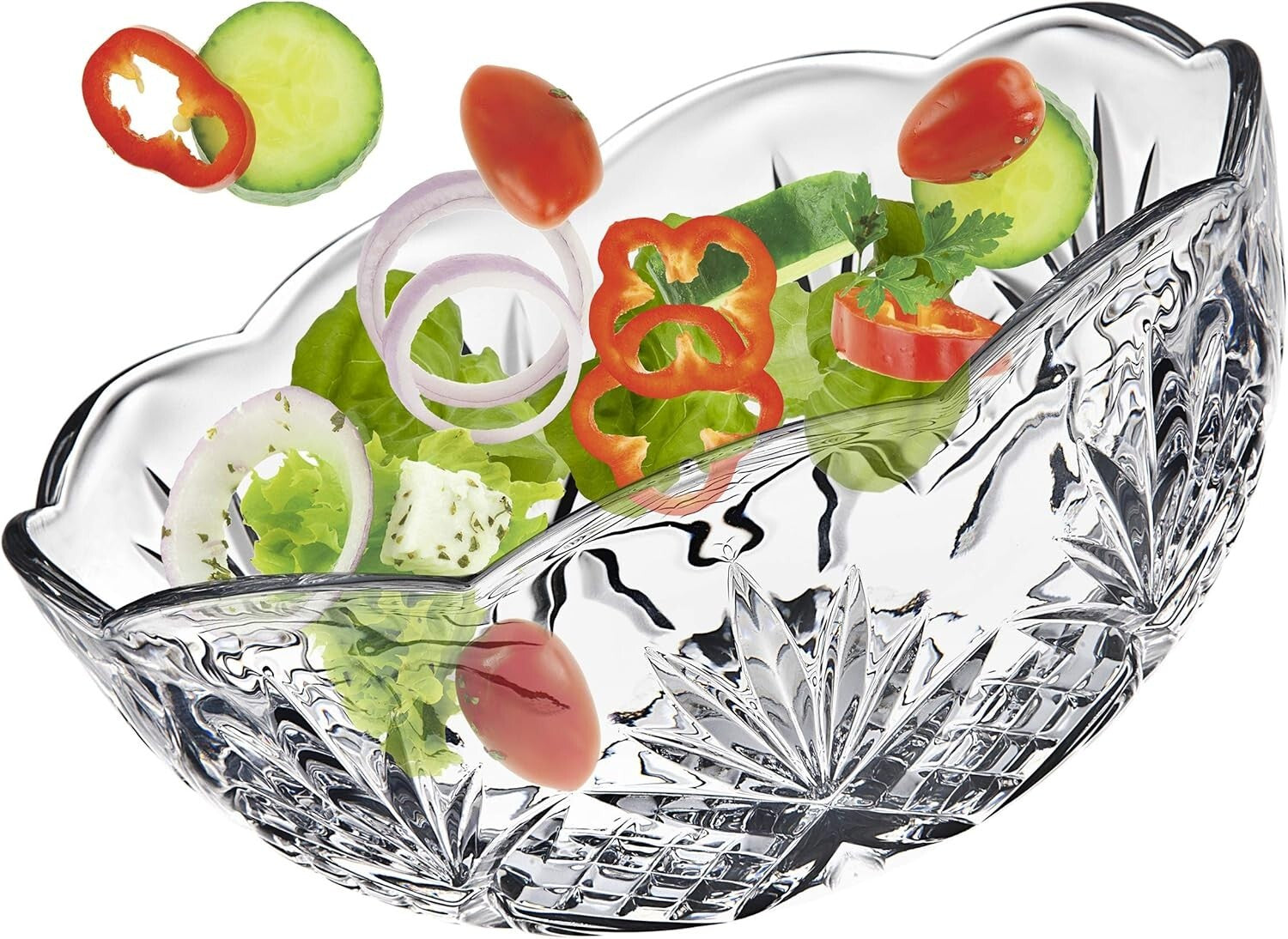 Geometric Pattern Crystal Bowls - Ideal for Elegant Dining & Special Occasions