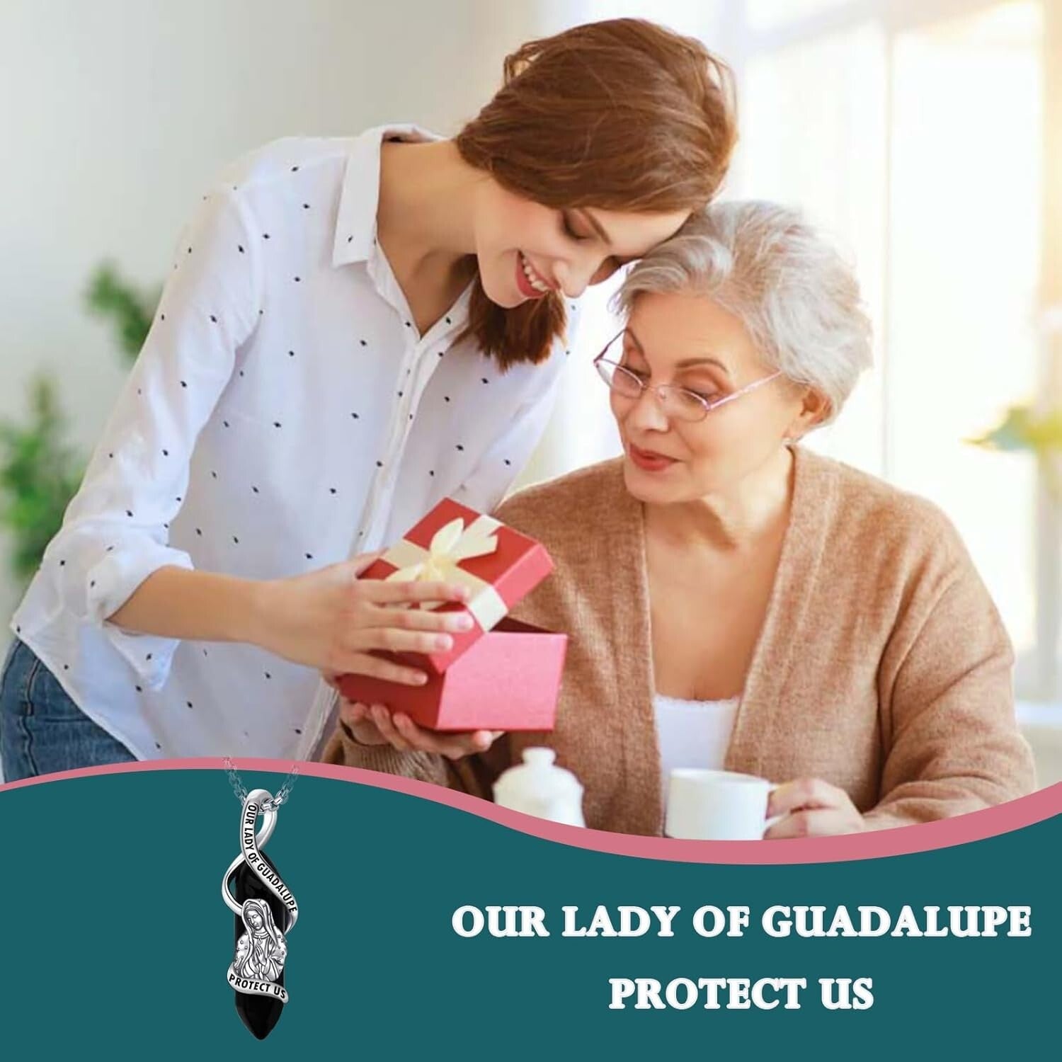 925 Sterling Silver Our Lady of Guadalupe Pendant Necklace for Faith and Prot...