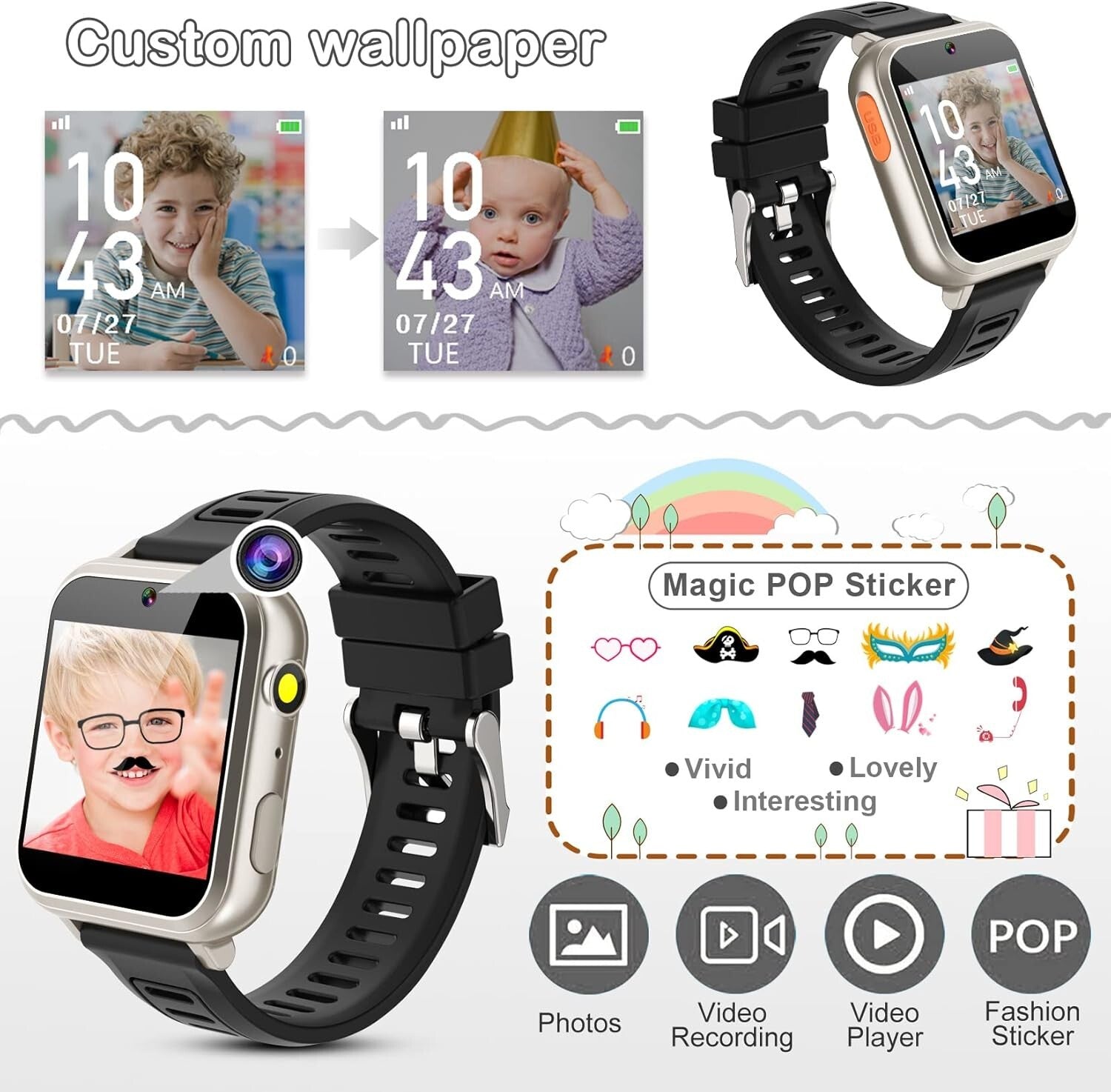 Durable Kids Smart Watch with Touchscreen & 24 Games - Ideal for Young Explorers