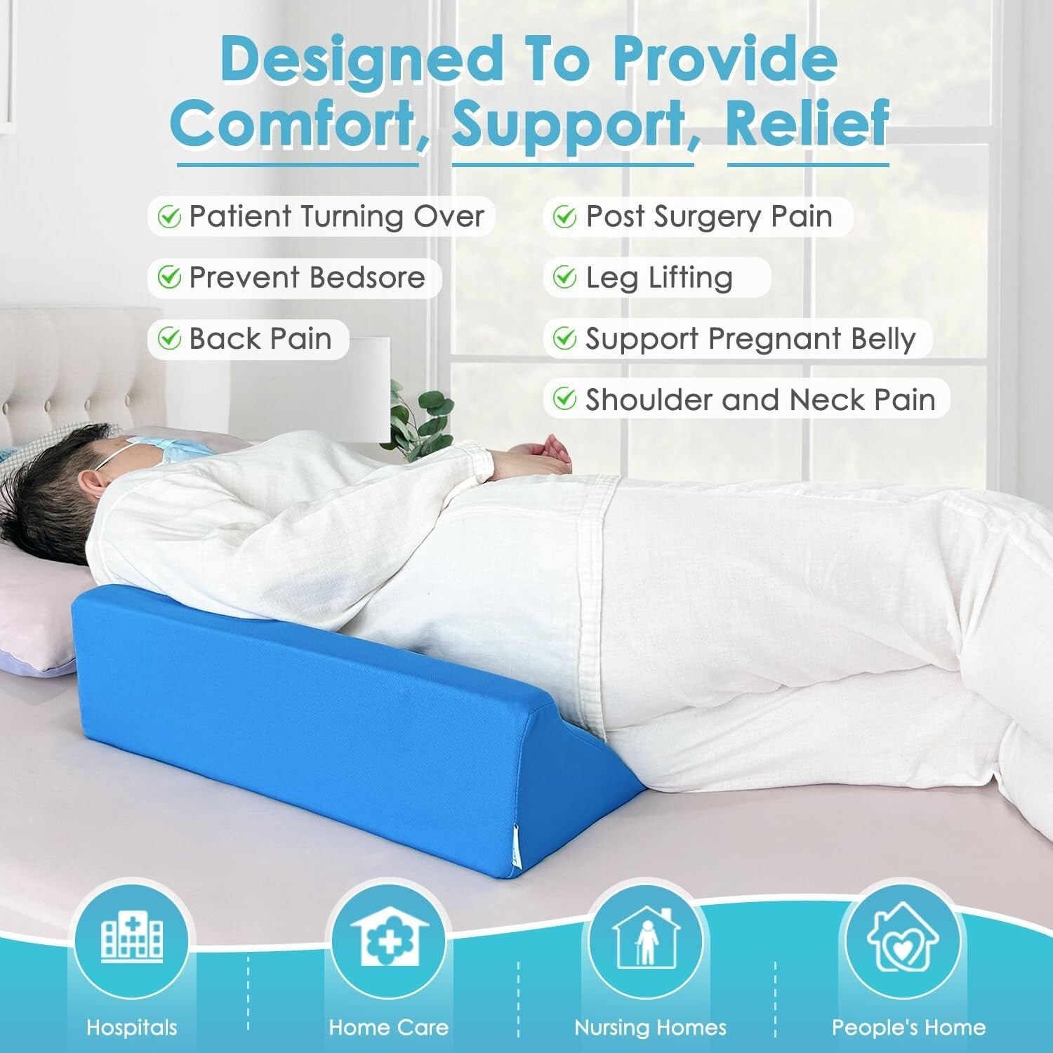 Triangular Incline Pillows for Back & Leg Support - Ideal for Bedridden Patients