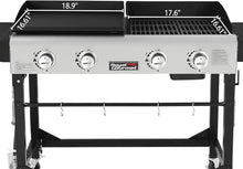 Load image into Gallery viewer, Stylish Black Propane Grill and Griddle Combo with Folding Legs and Side Tables