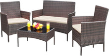 Load image into Gallery viewer, Elegant Brown and Beige Patio Furniture Set - Loveseat, Chairs &amp; Table Included