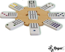 Load image into Gallery viewer, Double 12 Mexican Train Domino Set with 91 Colorful Tiles &amp; 4 Metal Trains