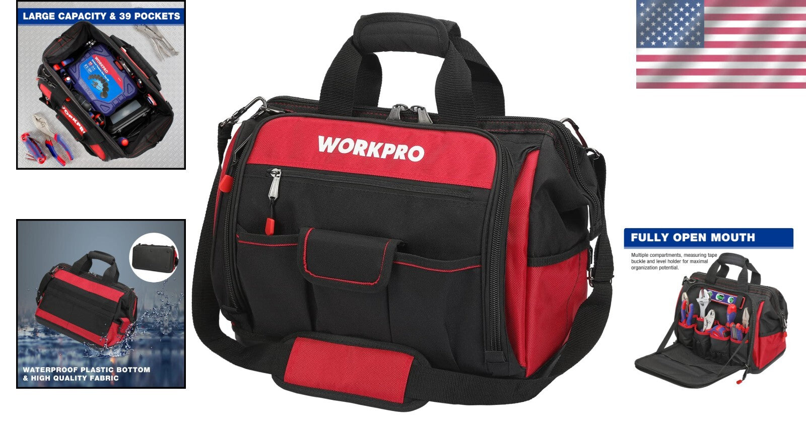 16" Multi-Compartment Tool Organizer with Waterproof Base - Ideal for Tradesmen