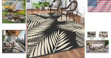 Load image into Gallery viewer, Versatile 6' x 9' Outdoor Rug with Palm Leaf Design - Waterproof for Camping