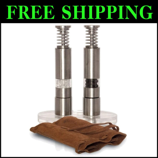 Automatic Salt and Pepper Grinder Set with Travel Pouch - Perfect for Picnics