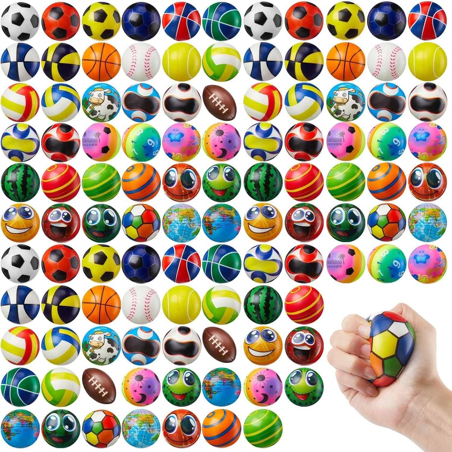 108 Pcs Colorful Mini Stress Balls - Perfect Fidget Prizes for Teens and Adults