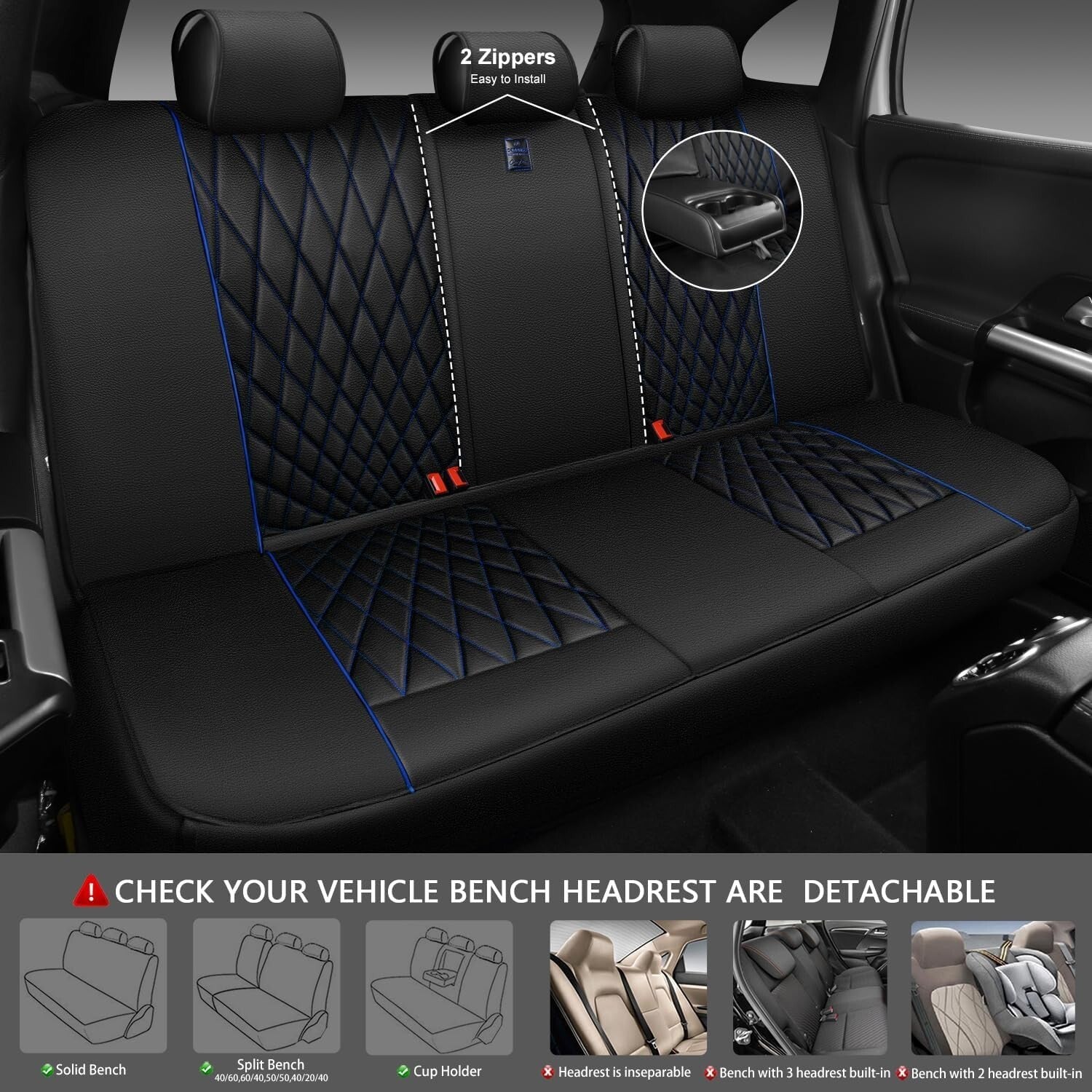 5-Seat Waterproof Faux Leather Covers with Anti-Slip Design for SUVs and More