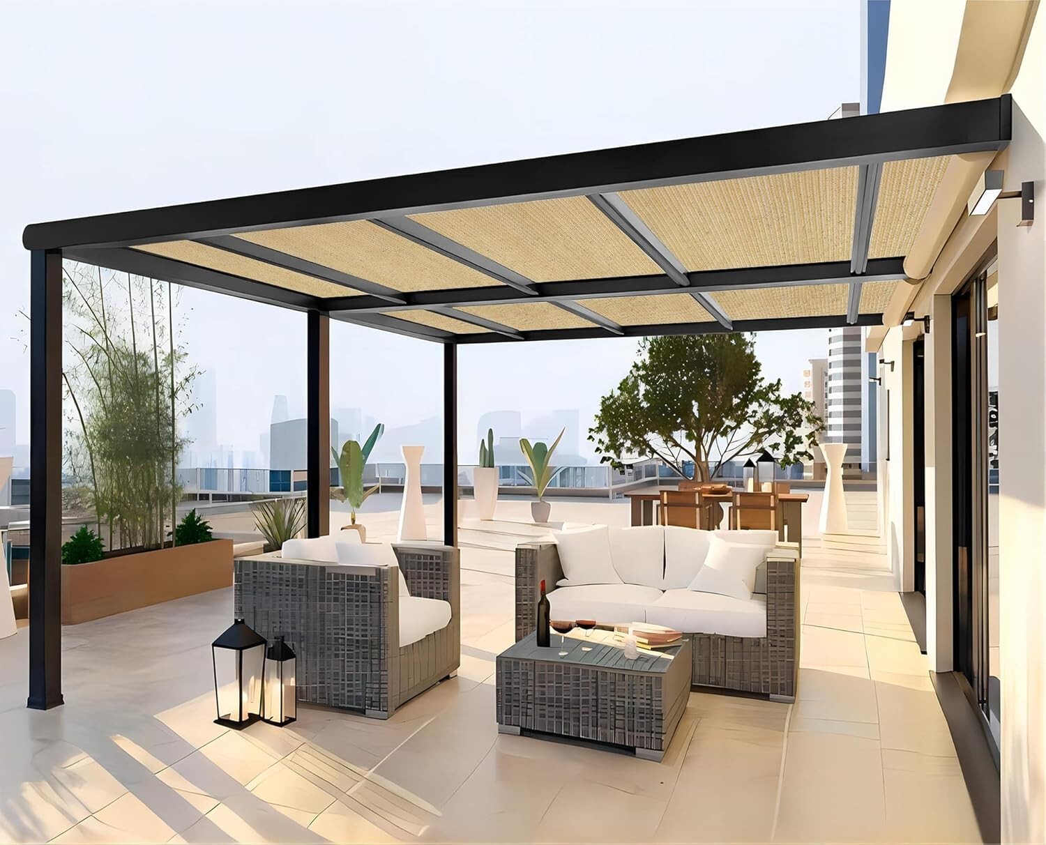 90% Sun Shade Fabric 6x16ft - Durable Mesh Canopy with Grommets and Bungee Balls