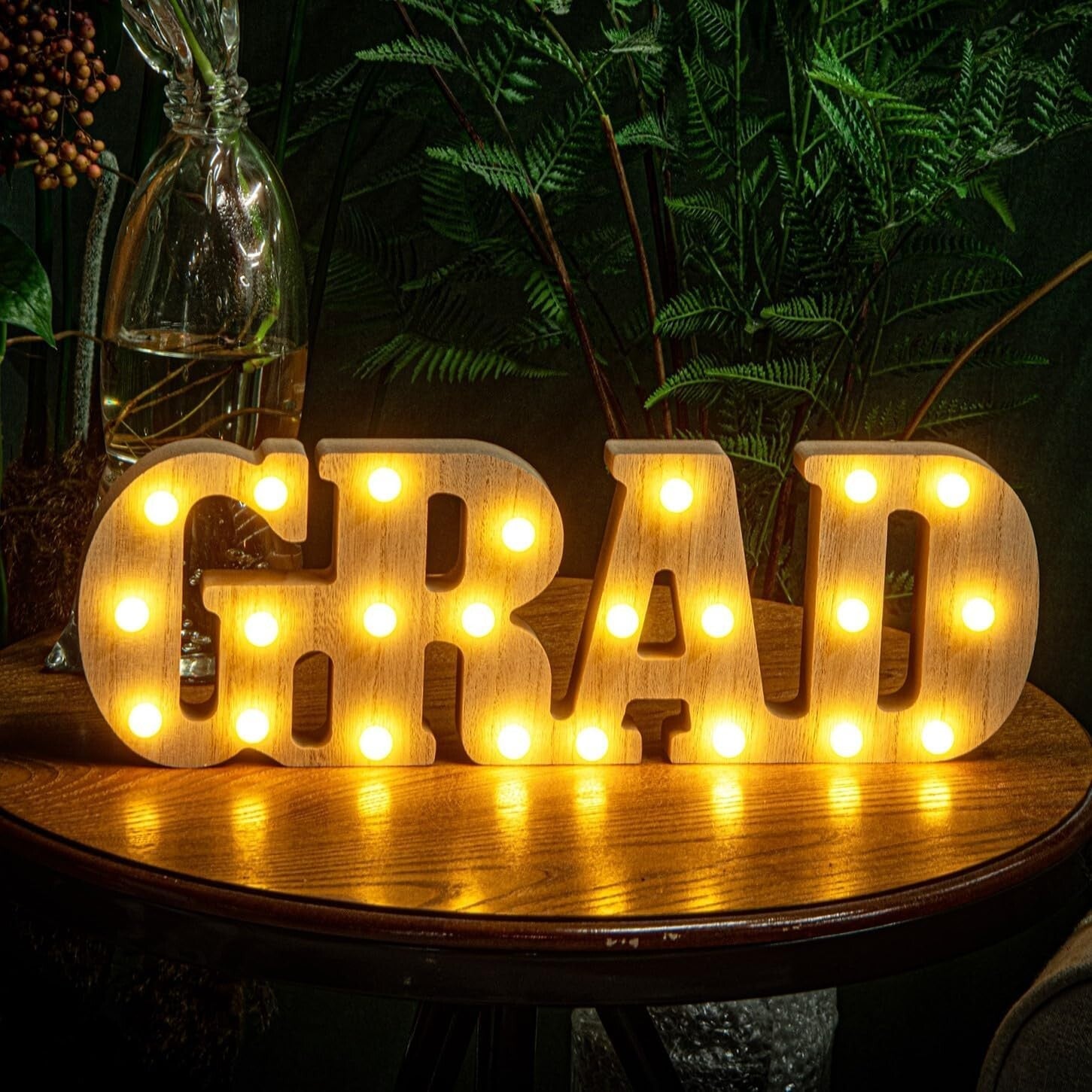 Sturdy Wooden 'Grad 2025' Marquee Lights for Graduation Party Centerpieces