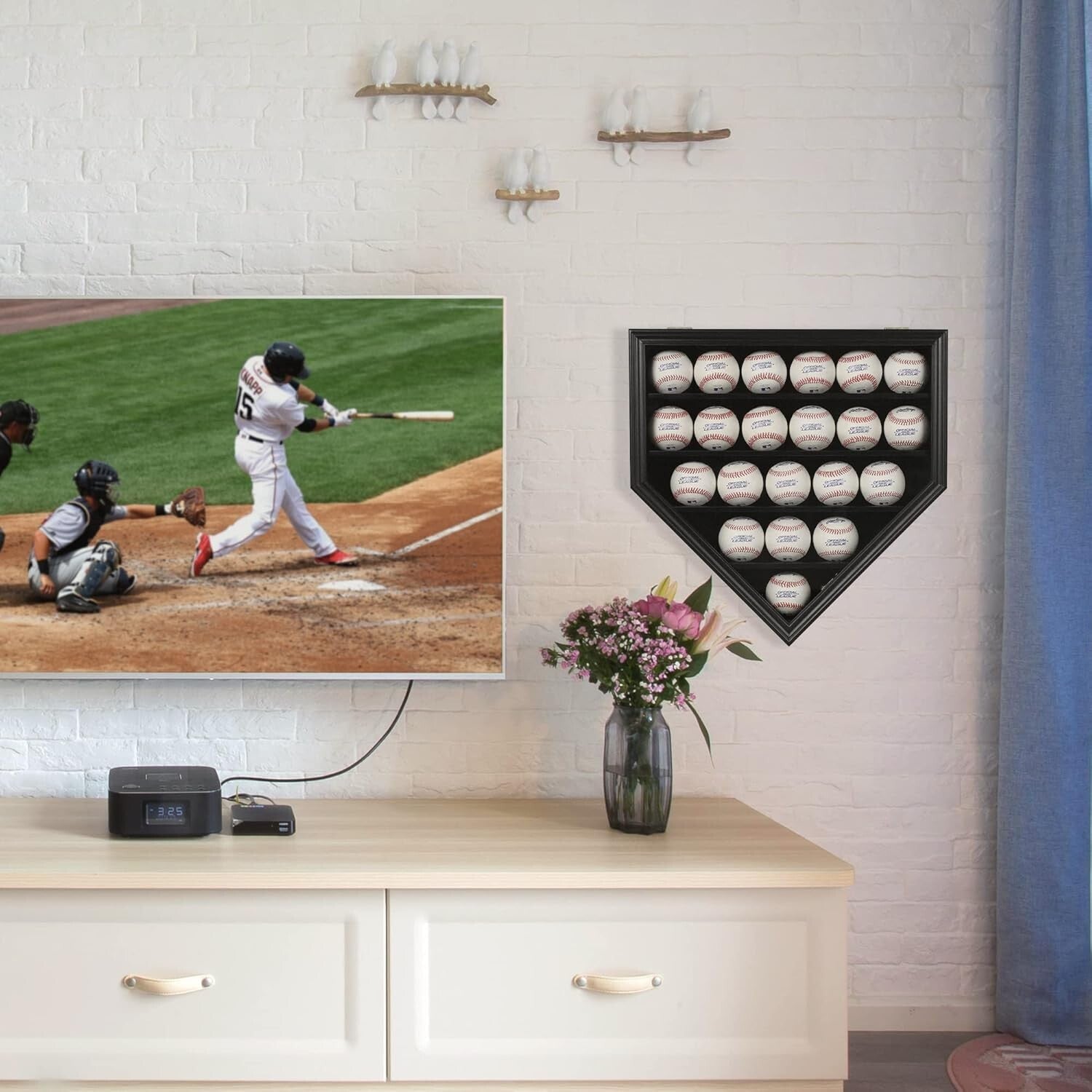 21-Slot Acrylic Baseball Display Case - Secure Autograph Holder with Anti-Theft