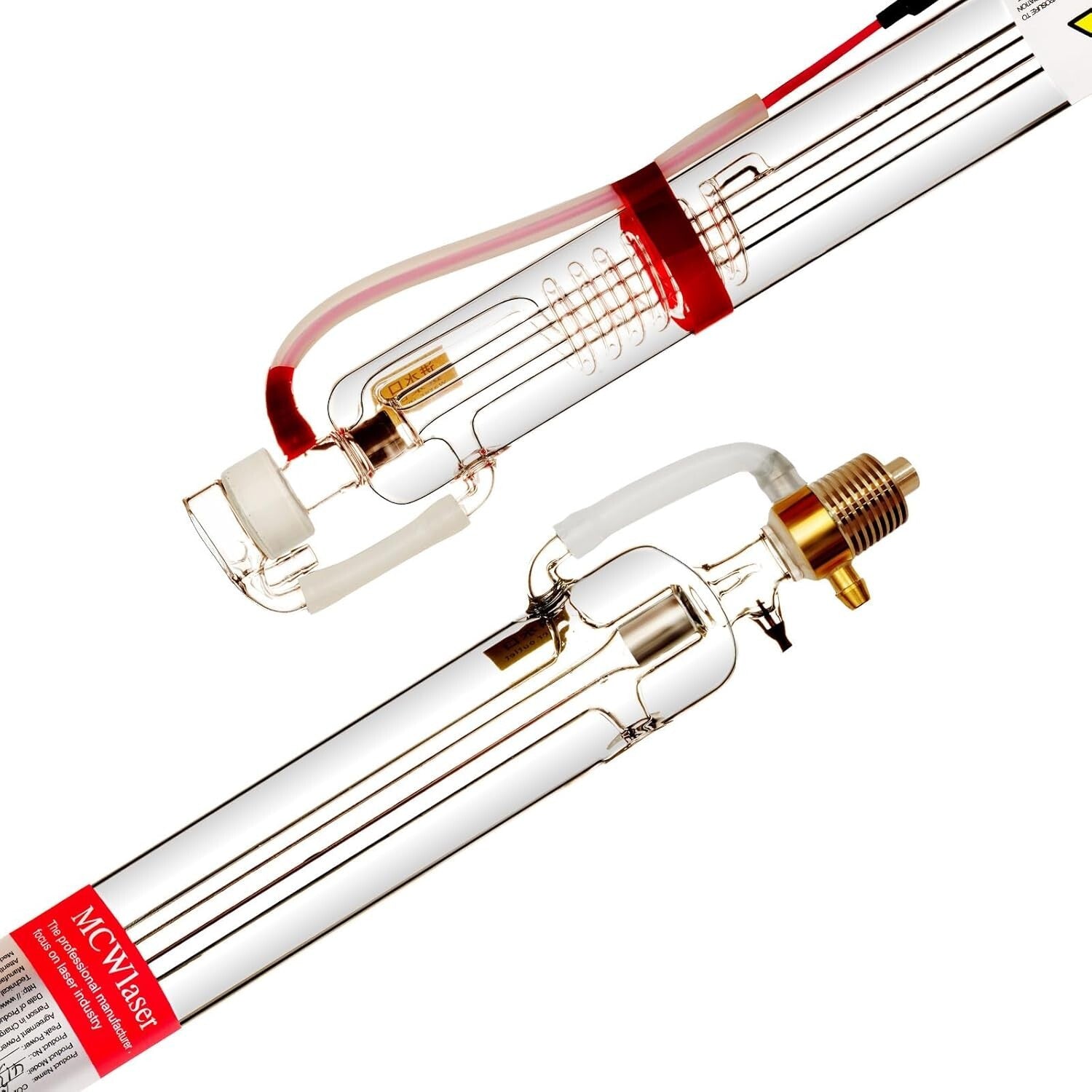 Efficient 90W Glass Laser Tube with Preconnected Ports, 1250mm Long, 80mm Wide
