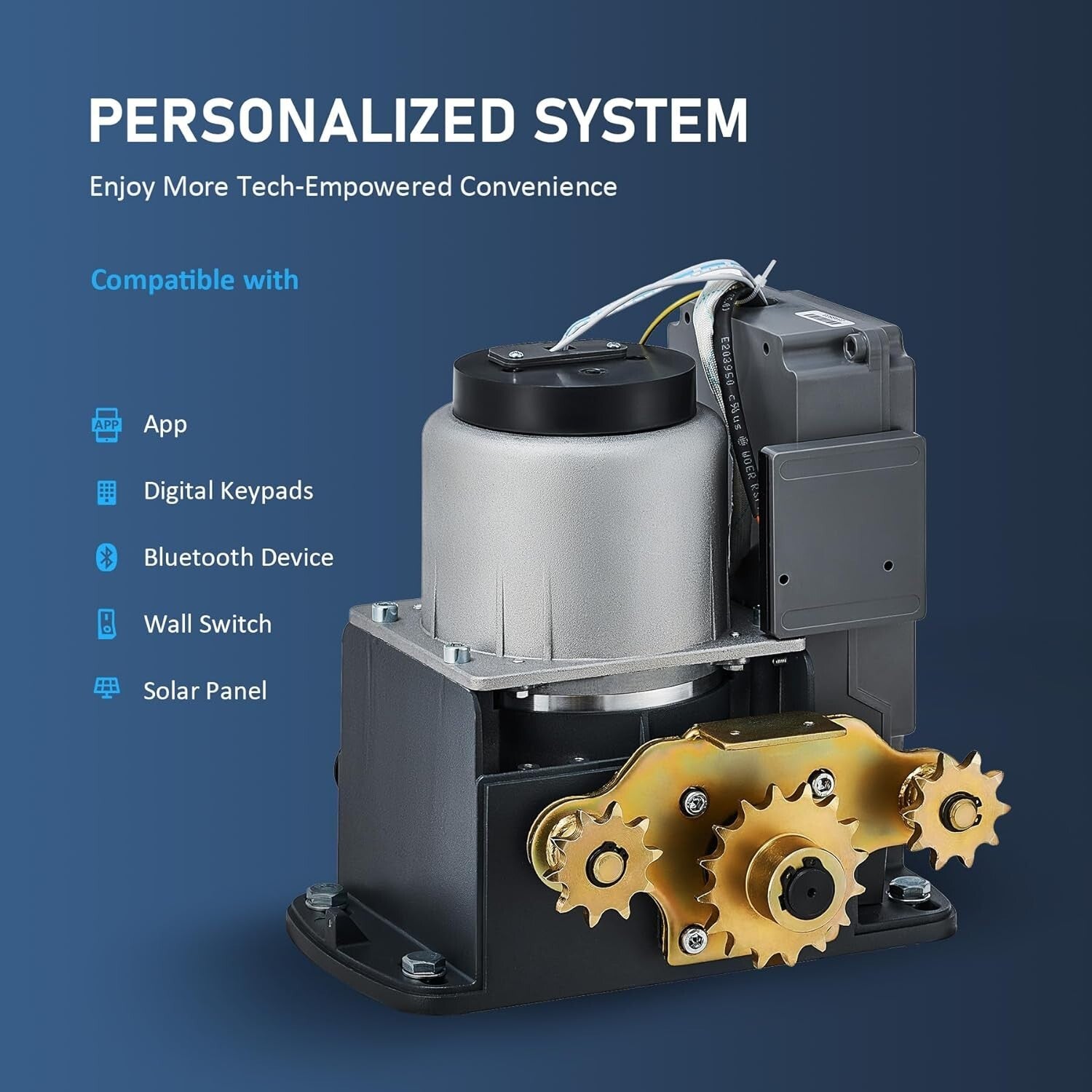 Automatic Electric Gate Opener Kit with App Control - 40 ft, 1400 lb Capacity