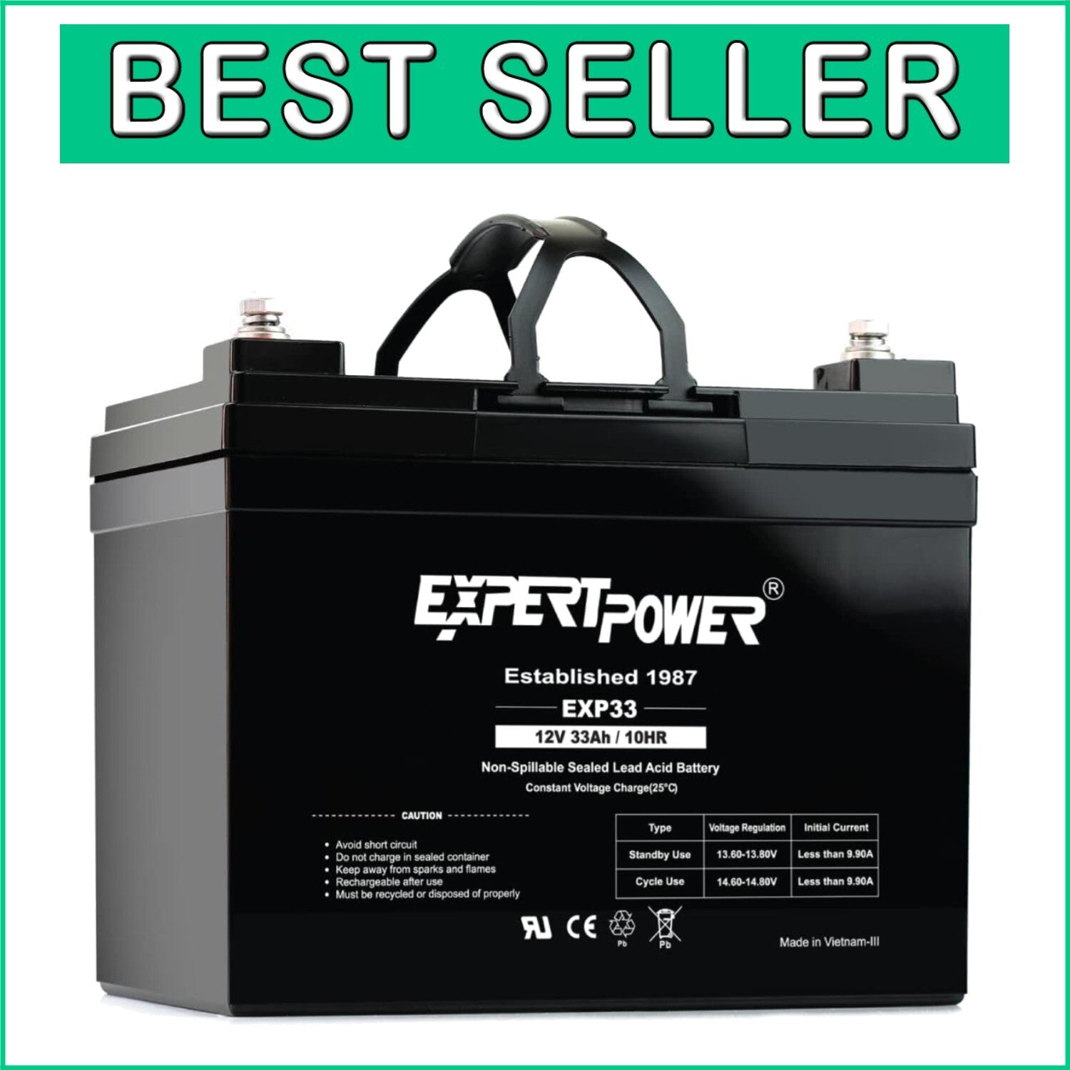 Durable 12V 33Ah Sealed Lead Acid Battery - Universal Fit for All Applications