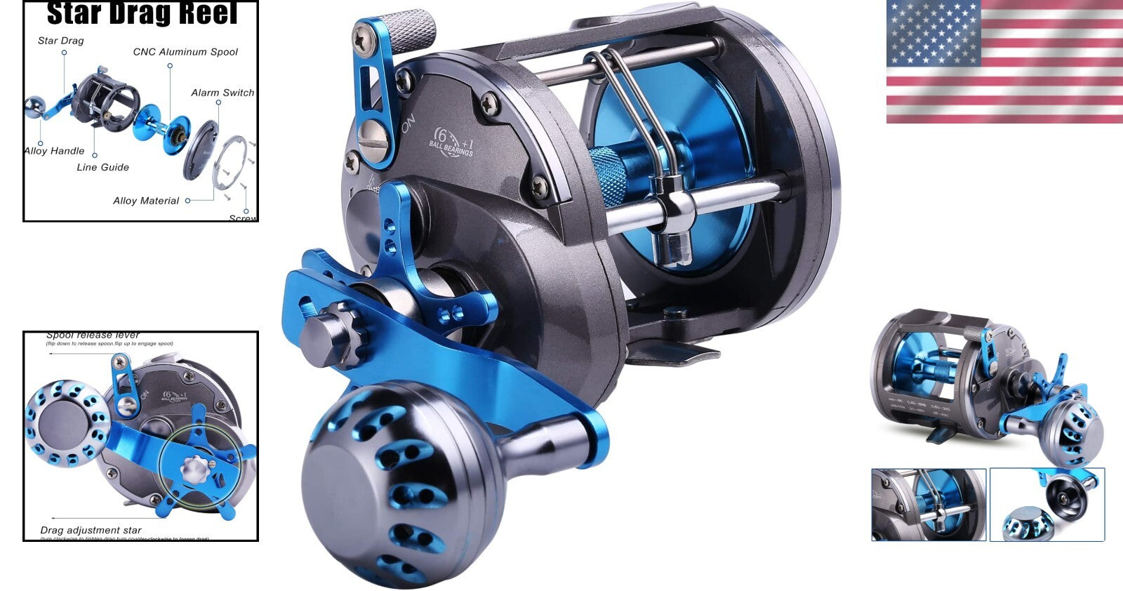 Durable Carbon Fiber Pull Fishing Reel with Double Ratchet System - Right-Handed