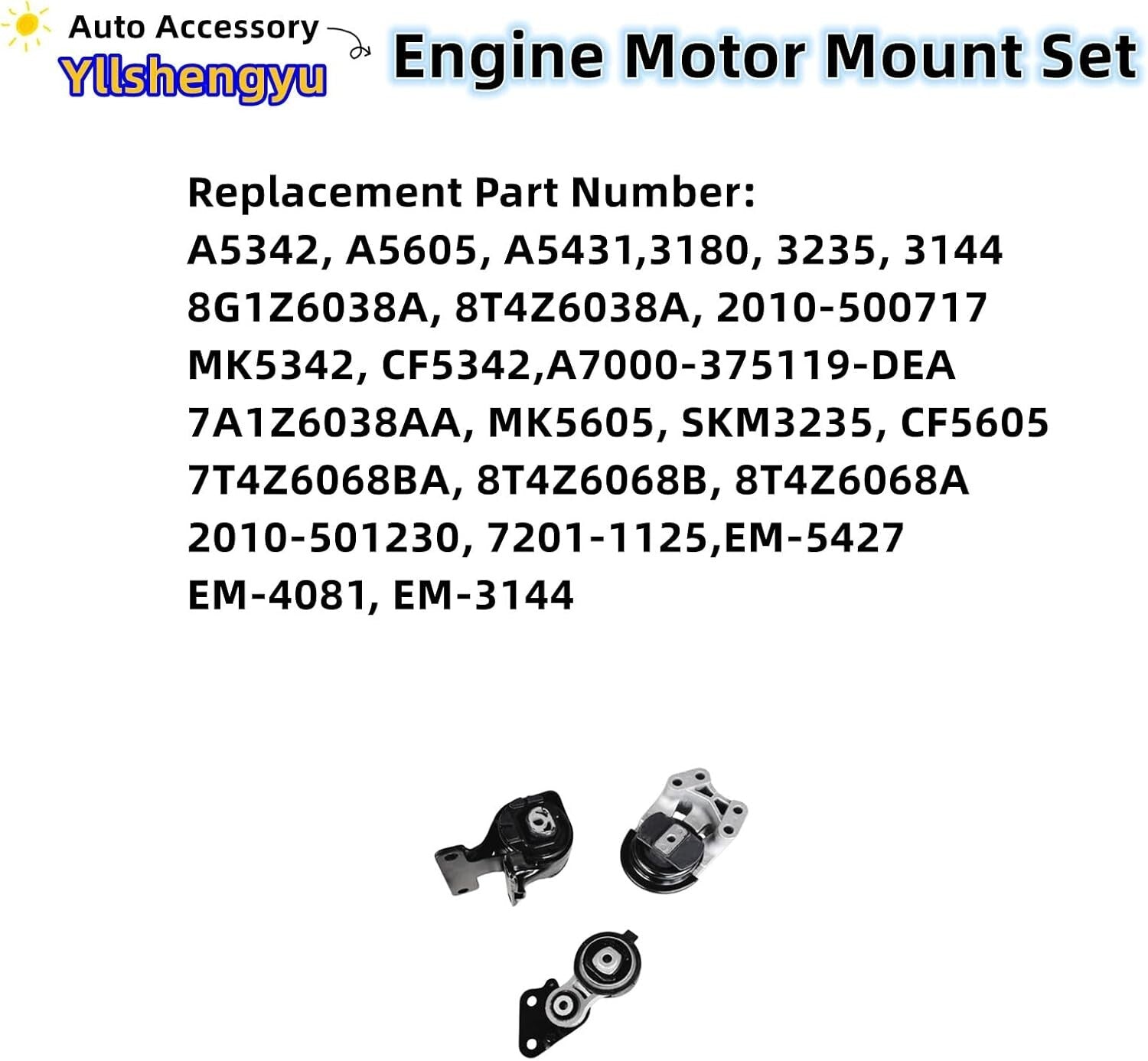 Durable Engine Mount Set for 2007-2015 Lincoln MKX & Edge - No Noise Vibration