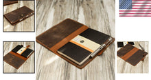 Load image into Gallery viewer, Elegant 5 x 8.25" Leather Portfolio Cover for Moleskine Journals - Aged Finish