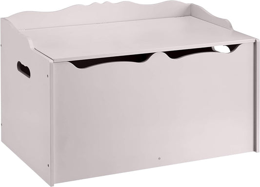 Stylish Kids Toy Box Organizer in Gray, Wooden Storage Chest, 30"x18"x19"
