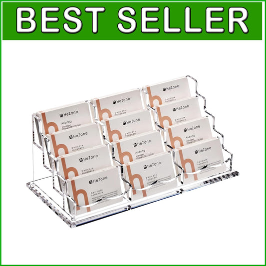 Elegant 12-Slot Acrylic Business Card Holder - Displays 600 Cards on Your Desk
