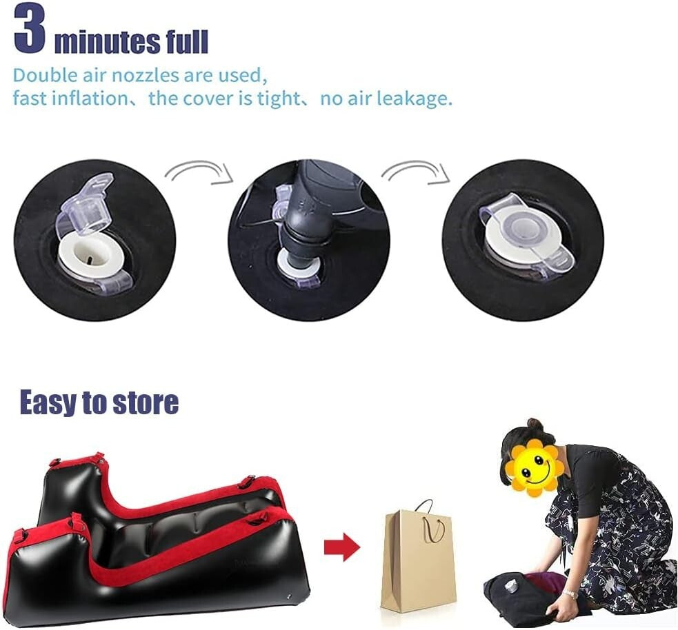 Portable Inflatable Lounge Chair in Red - Foldable Sofa for Bedroom Relaxation