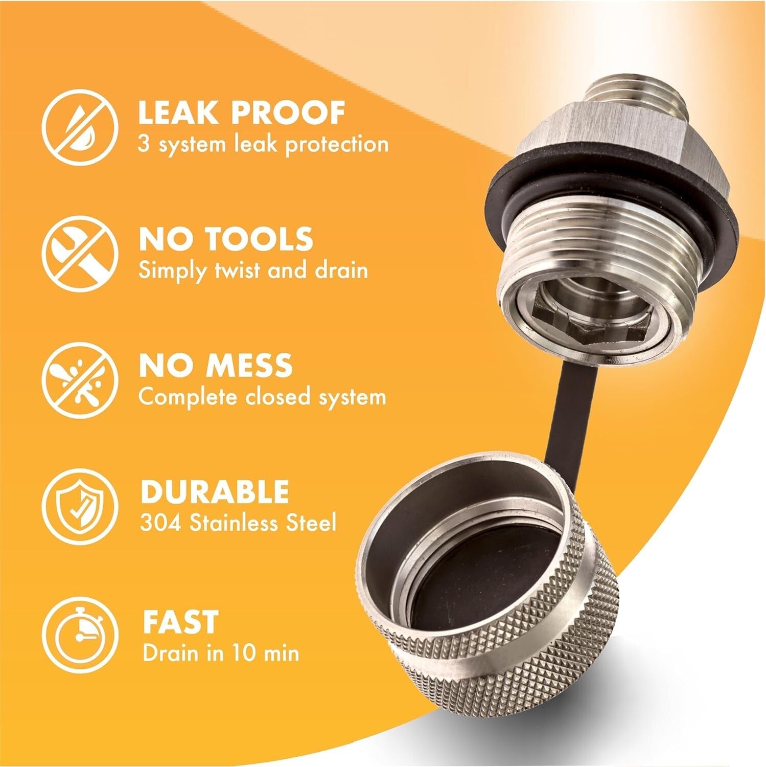 Mess-Free Oil Drain Valve with Viton O-Rings - Quick Twist for Easy Maintenance