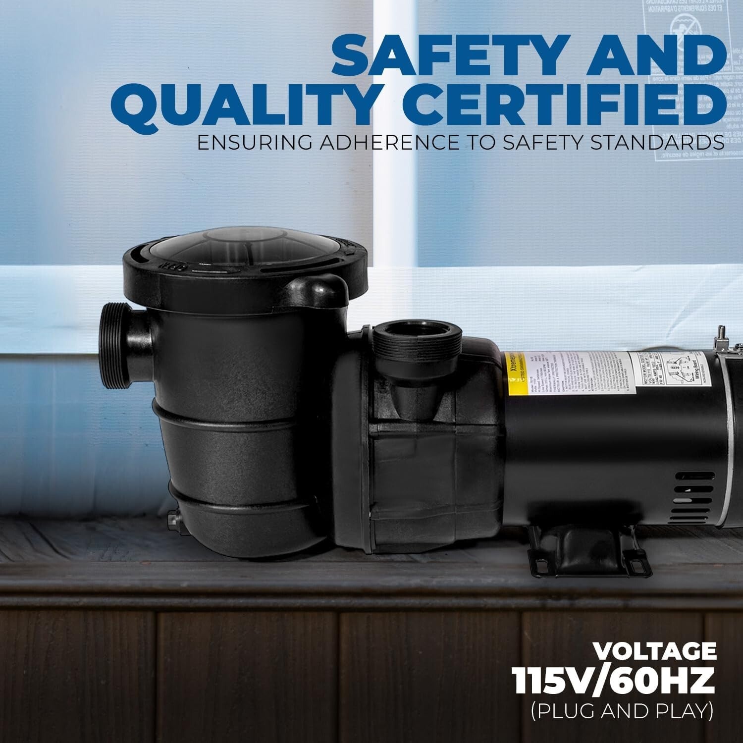 Energy-Efficient 1.5HP Pool Pump with Self-Priming and Oversized Strainer