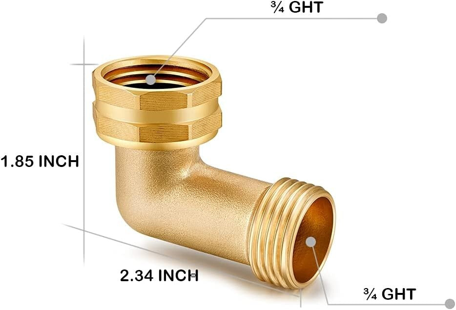 Durable 90 Degree Brass Hose Elbow Connector: 3/4" FHT & MHT, Leak-Free 10 Pack