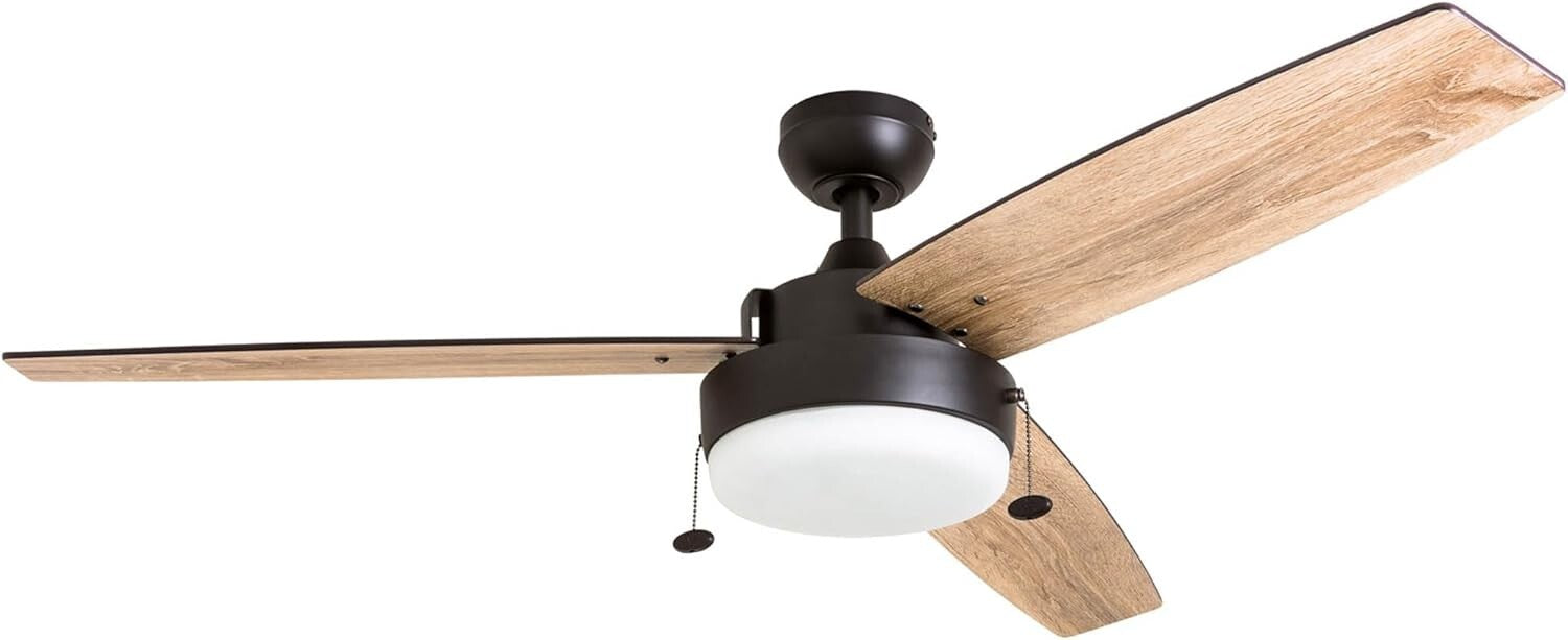 52" Contemporary Ceiling Fan with LED Light & Pull Chain - Espresso Finish