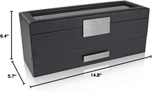 Load image into Gallery viewer, Stunning 6 Slot Men's Watch Organizer with Valet Drawer &amp; Faux Leather Interior