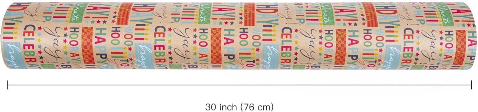 Crease-Free Kraft Birthday Wrapping Paper Roll - 30” x 100’ for All Occasions