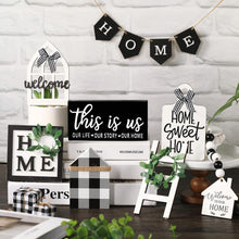 Load image into Gallery viewer, Charming Rustic Wood Tray Decor Set with 11 Signs - Ideal for Housewarming Gifts