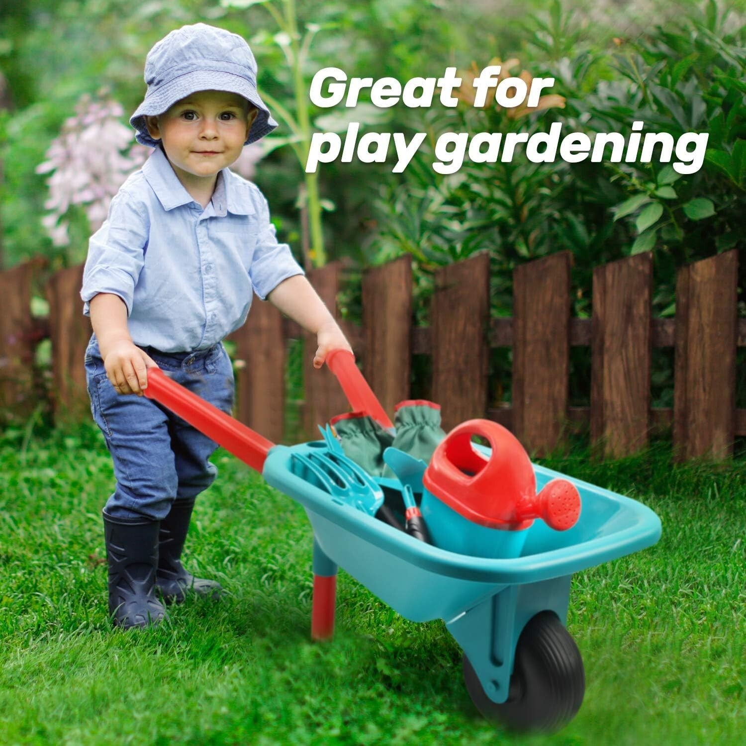 Child-Sized Gardening Tool Set for Outdoor Fun - Includes Wheelbarrow & Gloves