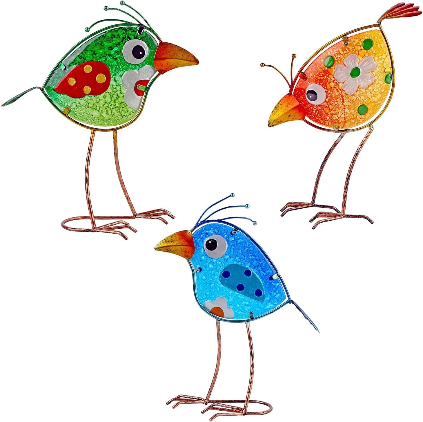 Handcrafted Bird Garden Art - 3PCS of Colorful Yard Statues, Perfect for Gifting