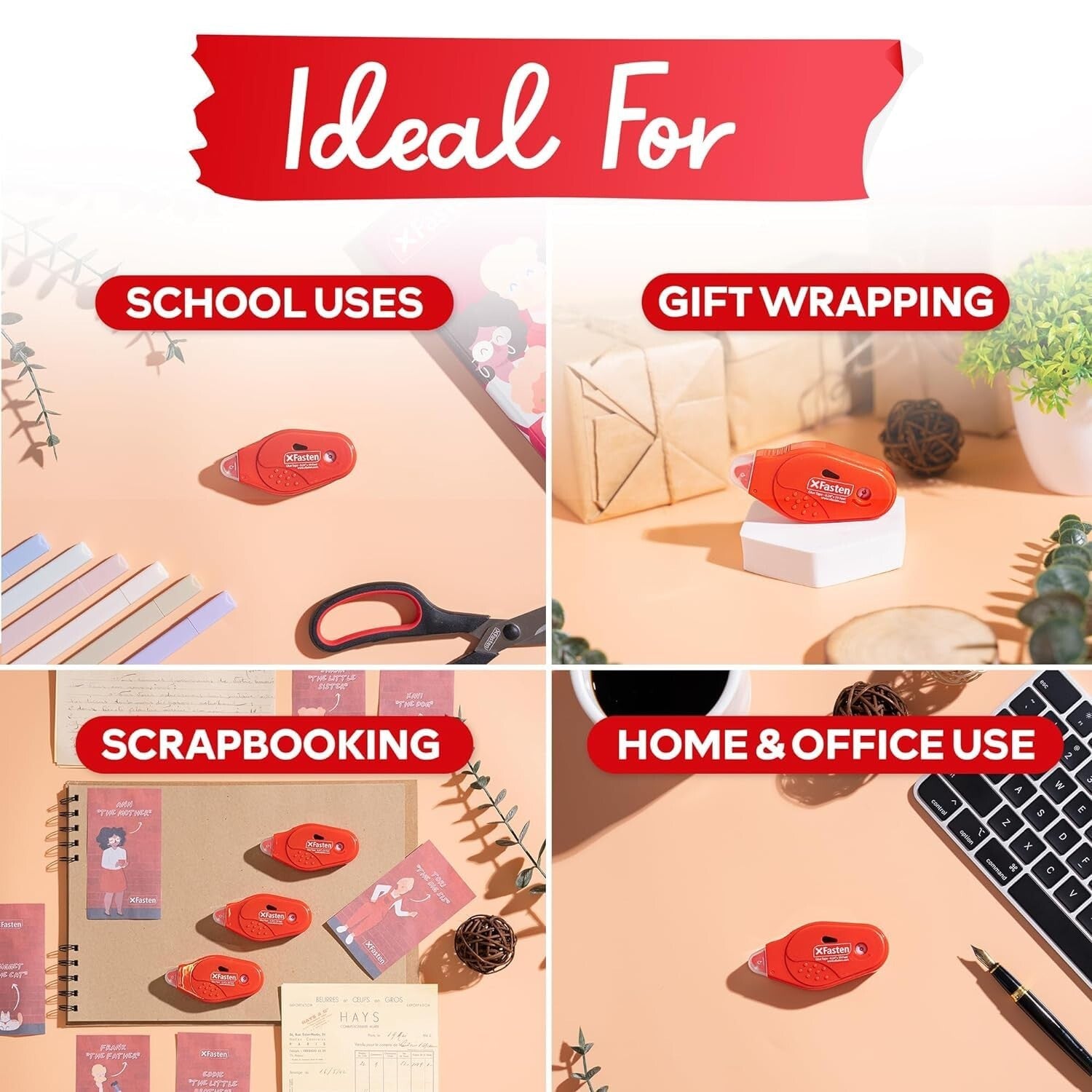 Clear Double Sided Tape Roller - 20 Pack of 59ft Rolls for Safe Scrapbooking