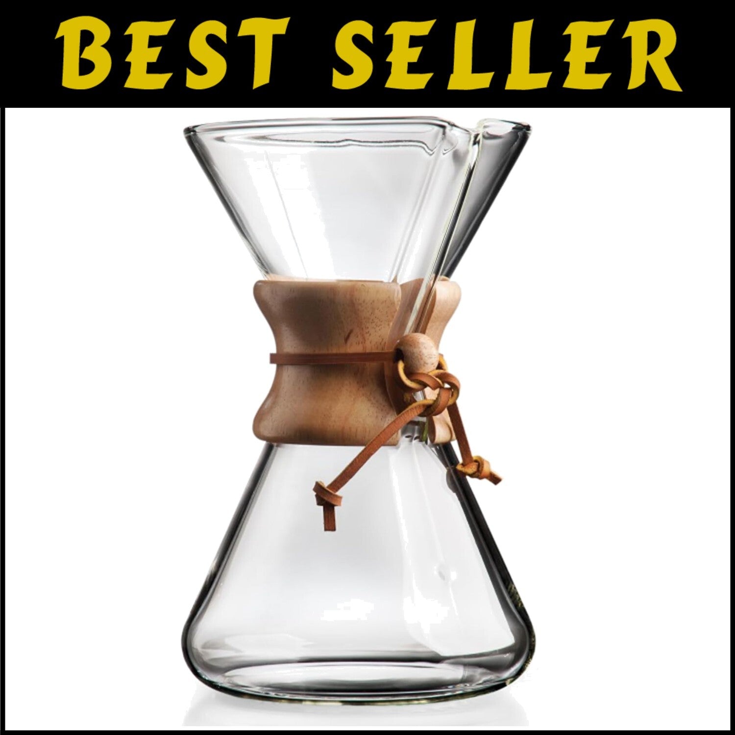Elegant 8-Cup Hand-Blown Pour-Over Glass Coffee Maker - Artisan Design